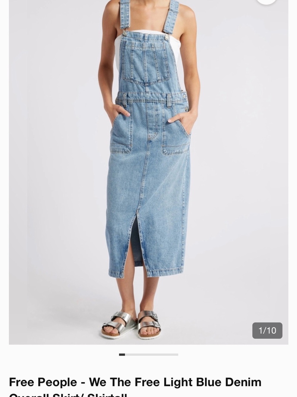 We The Free Light Blue Denim Overall Skirt